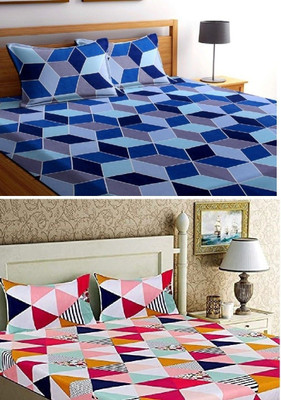 Makhija Cotton Double Flat 210 TC Printed Bedsheet(Pack of 2, Multicolor)