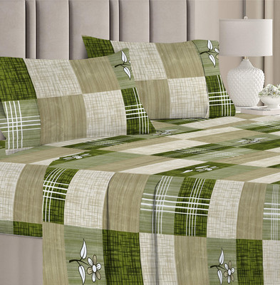 VAS COLLECTIONS 160 TC Cotton Double Printed Flat Bedsheet(Pack of 1, Green 8)