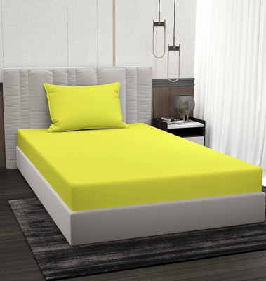BROMWICK 220 TC Microfiber Single Solid Flat Bedsheet(Pack of 1, Neon Green)