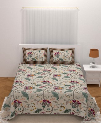 Yuvaan Enterprises 180 TC Cotton Single Floral Flat Bedsheet(Pack of 1, Brown)