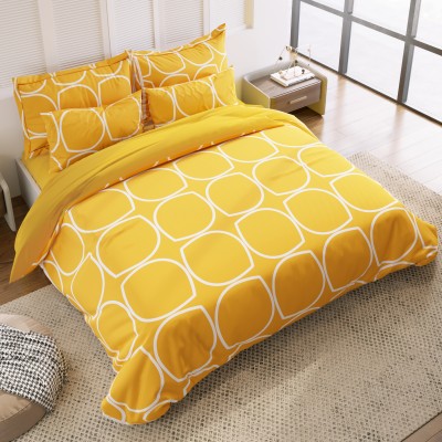 Nirwana Decor 250 TC Microfiber King Abstract Fitted (Elastic) Bedsheet(Pack of 1, Fitzy-FB-YellowCheckss)