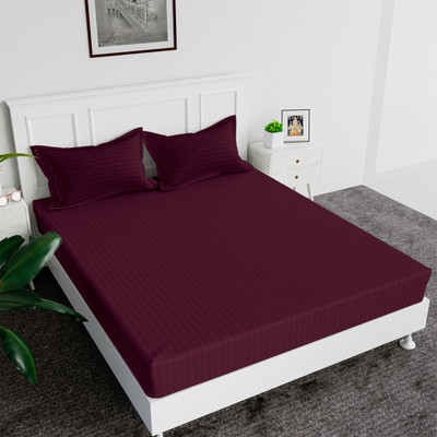 MAYAS COLLECTION 175 TC Microfiber Double Self Design Flat Bedsheet(Pack of 1, wine)