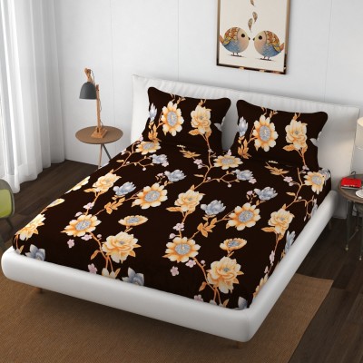 vesture 320 TC Velvet, Woolen King Floral Flat Bedsheet(Pack of 1, WB_10)