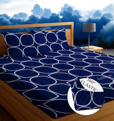 veerhl Microfiber Double Flat 250 TC 3D Printed Bedsheet(Pack of 1, Blue)