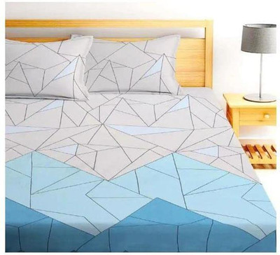 CASTIQA 156 TC Polycotton King Geometric Fitted (Elastic) Bedsheet(Pack of 1, Multicolor)