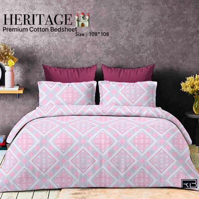 APOORV SALES Cotton King Flat 200 TC Geometric Bedsheet(Pack of 1, Pink)