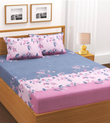 Verma impex Polycotton Double Fitted (Elastic) 270 TC 3D Printed Bedsheet(Pack of 1, Multicolor)