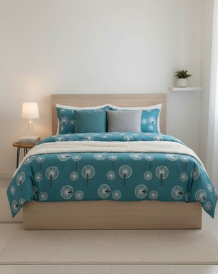 Whimsical wonders Cotton Super King, King Flat 240 TC Abstract Bedsheet(Pack of 1, Green)