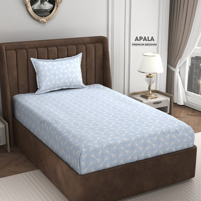 Apala 280 TC Microfiber Single Self Design Flat Bedsheet(Pack of 1, Blue)