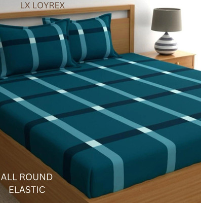 LX LOYREX Cotton King Fitted (Elastic) 250 TC Printed Bedsheet(Pack of 1, YELLOW HG56, MULTICOLOR008)