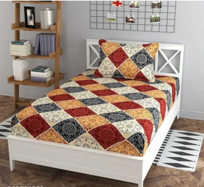 NAZALEQA 140 TC Microfiber Single 3D Printed Flat Bedsheet(Pack of 1, Maroon)