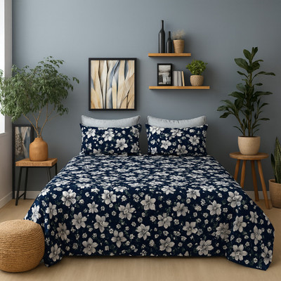 SCHp Woolen, Velvet Double Flat 240 TC Printed Bedsheet(Pack of 1, B_3)