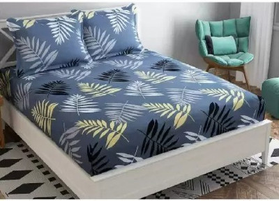 Bubby-L-Areana 160 TC Polycotton Double 3D Printed Flat Bedsheet(Pack of 1, Grey)