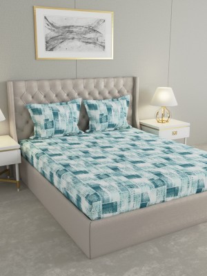 Raymond Home 104 TC Cotton Double Abstract Flat Bedsheet(Pack of 1, Blue)