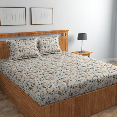 MANIQATEX 300 TC Cotton King 3D Printed Flat Bedsheet(Pack of 1, Multicolor)
