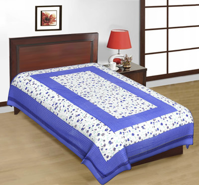 Unique Choice 220 TC Cotton Single Self Design Flat Bedsheet(Pack of 1, Blue)