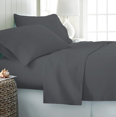 Knight Kavalier Cotton Single Flat 500 TC Solid Bedsheet(Pack of 1, Grey)