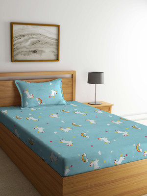 Klotthe Polycotton Single Flat 300 TC Printed Bedsheet(Pack of 1, Multicolor)