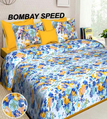 BOMBAY SPEED 280 TC Cotton King Floral Flat Bedsheet(Pack of 1, Yellow)