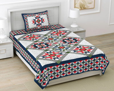 BharatLinen Polyester Single Flat 144 TC Glow in the Dark Bedsheet(Pack of 1, Blue, Red, Green)