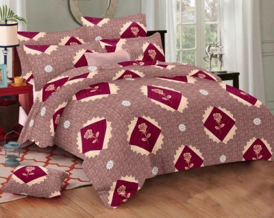 FOREVER FURNISH 150 TC Polycotton Double Printed Flat Bedsheet(Pack of 1, Maroon)