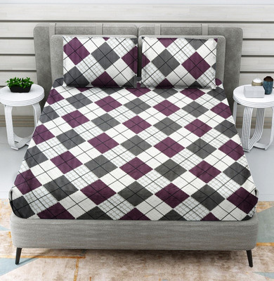 Flipkart SmartBuy 144 TC Microfiber Double Printed Flat Bedsheet(Pack of 1, Purple ,Grey)