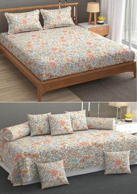 HOMYBEES Microfiber Double Flat 220 TC Floral Bedsheet(Pack of 2, MULTI-004)