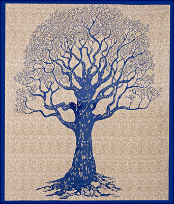 AGASTYA TRADING Cotton Double Flat 212 TC Printed Bedsheet(Pack of 1, Blue)