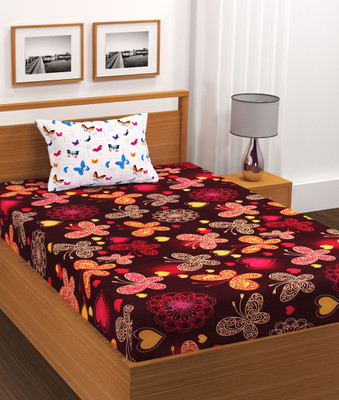 DECORHUT FAB Cotton Single Fitted (Elastic) 220 TC Geometric Bedsheet(Pack of 1, Multicolor)