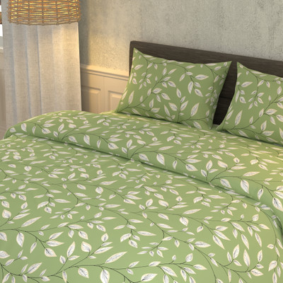 LA VERNE Cotton Super King Flat 180 TC Floral Bedsheet(Pack of 1, Peach)