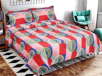 Spring Board 144 TC Polyester Queen Self Design Flat Bedsheet(Pack of 1, Multicolor 51)