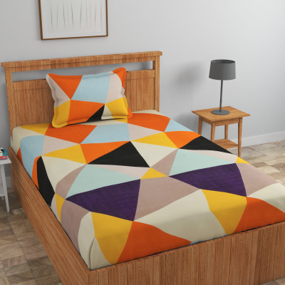 Luxury Trends Cotton Single Fitted (Elastic) 150 TC Printed Bedsheet(Pack of 1, Multicolor)
