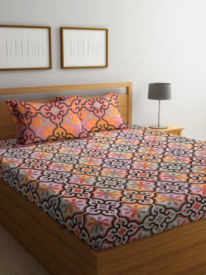 Bombay Dyeing 104 TC Cotton Double Abstract Flat Bedsheet(Pack of 1, Brown)