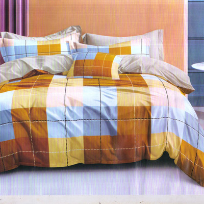 AGIDECOR Cotton Double Flat 180 TC Checkered Bedsheet(Pack of 1, Yellow)