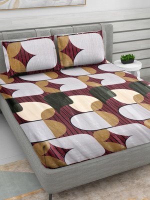 RRC 300 TC Woolen Double Printed Flat Bedsheet(Pack of 1, Navy)