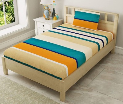 RRC 144 TC Microfiber Single Printed Flat Bedsheet(Pack of 1, Yellow,Green,Light Brown)