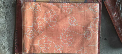 gdd Cotton Double Flat 250 TC Printed Bedsheet(Pack of 1, Peach)