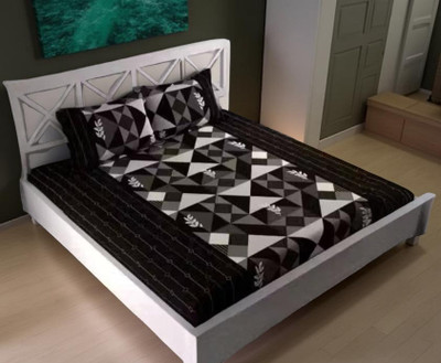Peregrine 320 TC Cotton Double Checkered Fitted (Elastic) Bedsheet(Pack of 1, Brown)