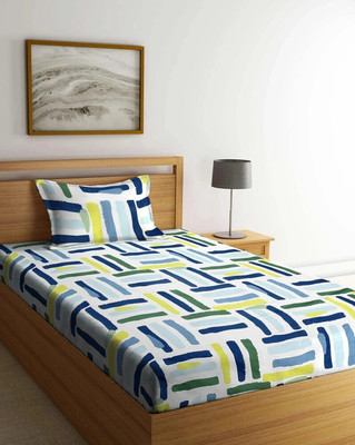 HOMYBEES 220 TC Cotton Single Abstract Flat Bedsheet(Pack of 1, Multicolor)