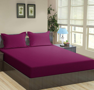 BROMWICK 160 TC Microfiber Double Solid Flat Bedsheet(Pack of 1, Dark Wine)
