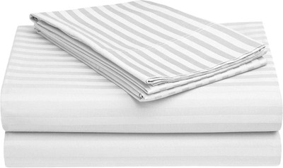 rivek 240 TC Cotton Double Self Design Flat Bedsheet(Pack of 1, White)