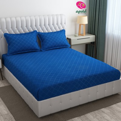 Apala 280 TC Microfiber King Geometric Flat Bedsheet(Pack of 1, Blue)