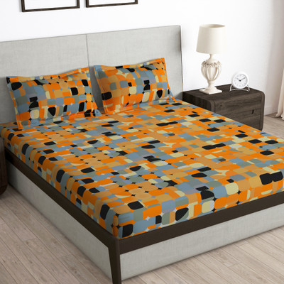Story@home 180 TC Microfiber Double Printed Flat Bedsheet(Pack of 1, Rust Orange)