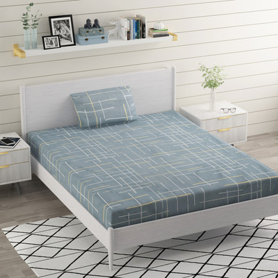BELVOSTUM 220 TC Microfiber Single Printed Flat Bedsheet(Pack of 1, Light Grey)