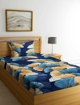 CottonDreamz 200 TC Polycotton Single Floral Flat Bedsheet(Pack of 1, Multicolor)