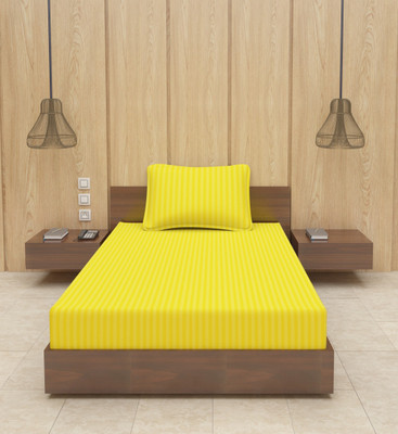 Optra 300 TC Microfiber Single Striped Flat Bedsheet(Pack of 1, Yellow)