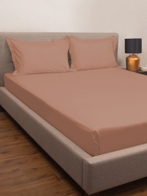 PETAL HOME 300 TC Cotton King Solid Flat Bedsheet(Pack of 1, Peach)