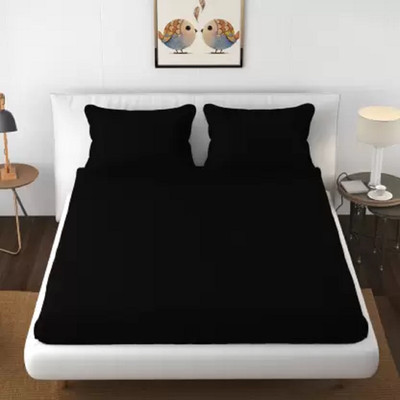 TURIYA Microfiber Queen Flat 220 TC Solid Bedsheet(Pack of 1, Black)