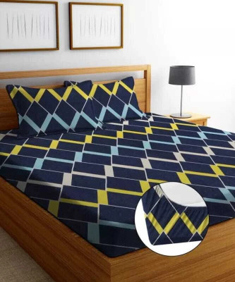 OLDENNA 240 TC Microfiber King Printed Fitted (Elastic) Bedsheet(Pack of 1, Multicolor)