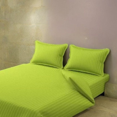 ROOMSTYLE Cotton Single Fitted (Elastic) 210 TC Striped Bedsheet(Pack of 1, Multicolor)